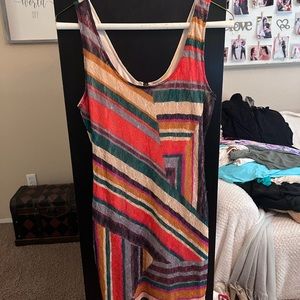 Lace multicolored fitted midi dress